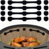 Air Fryer Magnets for Parchment Paper, Upgraded Powerful Magnetic Silicone Buckle for Holding Down Parchment Paper Liners, Lock Disposable Liners Safely and Prevent Paper to Burn