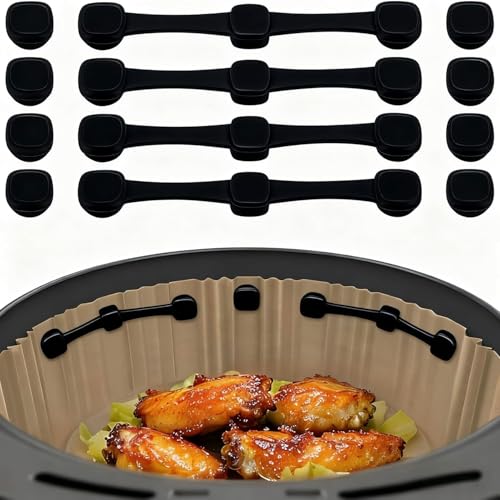 Air Fryer Magnets for Parchment Paper, Upgraded Powerful Magnetic Silicone Buckle for Holding Down Parchment Paper Liners, Lock Disposable Liners Safely and Prevent Paper to Burn