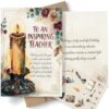 AIROW Greeting Card for Teacher, Educator Birthday, Elegant Watercolor Candle Design, Standard A5 Size, Double-Sided Print, Original Art, Includes Premium Kraft Envelope and Matching Sticker Sheet