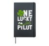 Airplane Pilot St Patricks Day Vintage One Lucky Pilot Hardcover Journal, Black