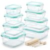 AISOON 16 Pcs (pack of 8) Glass Food Storage Containers with Lids, Meal Prep Containers,Leak Proof, Dishwasher Safe Glass Food,Oven/Microwave/Freezer Safe((8 Lids & 8 Containers)