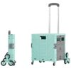 Akozon Folding Shopping Cart Silent Brake Wheel Shopping Cart for Books