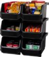 Akro-Mils ReadySpace Large Stackable Plastic Storage Bins, 6-Pack, Black