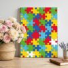 ALAGEO Canvas Wall Art Classic Modern Ships Next Day & USA Made Painting Artwork Puzzles Pieces Texture Wall Decor for Living Room Home Office, Ready to Hang 22x28 Inch