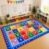 AlaTyche Classroom Rugs Elementary 6'7''x8'7'' Educational Rug Blue
