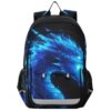 ALAZA Abstract Blue Fiery Dragon Black School Backpacks for Girls Boys Kids Middle High Schoolbag Lightweight Bookbag Large Capacity Multiple Pockets Laptop Backpack for Women Men