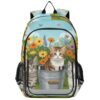 ALAZA Cute Kittens Flower School Backpacks for Girls Boys Kids Middle High Schoolbag Lightweight Bookbag Large Capacity Multiple Pockets Laptop Backpack for Women Men