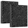 ALAZA Grey Black Leopard Print Pattern 3 Ring Binder 1.5 Inch Three Ring Office Binders w/clipboard & 3 Pockets, Hold 200 Sheets, 1 pc