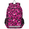 ALAZA Hot Pink Leopard Skin School Backpacks for Girls Boys Kids Middle High Schoolbag Lightweight Bookbag Large Capacity Multiple Pockets Laptop Backpack for Women Men