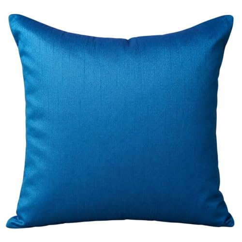 Alchemic Living Set of 1 Teal Blue Dupioni Art Silk Pillow Covers 12x12 Inch (30 x 30 cm), Decorative Solid Slub Textured Throw Cushion Covers with Hidden Zipper for Sofa, Couch & Living Room