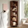 ALKSDNQ Corner Bookshelf, 6-Tier Modern Corner Book Shelf with Baffle