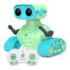 ALLCELE Robot Toys, Rechargeable RC Robots for Kids Boys, Remote Control Toy with Music and LED Eyes, Ideal Gift for Children-Green Blue