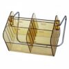 Almencla Desk Pen Holder Rotating Organizer Stationery Organizer Desktop Caddy Office Organizer with 360 Degree Flip and Large Capacity Sections Transparent, Brown