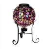 Alpine Corporation GRS647A-SLR Solar Mosaic Gazing Globe w/Stand, Décor for Garden & Patio, 10''H Ball & 14''H Stand, Pink