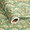 Altarho Japanese Wrapping Paper Roll - Green Cherry Tree Gift Wrap Cloud Design - Kawaii Pattern for Bday Party New Year Total 28.5sq.ft