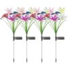 ALWBETHE 4 Pack Solar Lily Butterfly Garden Stake Lights Outdoor Decor