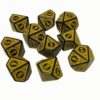 Amagogo 10 Pieces Polyhedral 10-Sided Game Dice, Black with Yellow Numbers