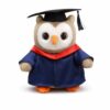 Amagogo Academic Robe Doll Graduation Owl Stuffed Animal Toy Figurine Keepsake with Cap and Gown Soft Polyester PP Cotton Filling Lightweight Build Suitable, Red V-Neck