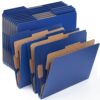 AmazingSpark 12 Pack Dark Blue Classification Folders Letter Size, 1 Divider, 1/3-cut Tab, File Folders with Fasteners, Prongs, Expanding File Organizer Bulk for Office Employee, Coworker, Staff