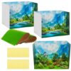 AmazingSpark 1 Set Dinosaur Diorama Box and Fake Grass Decor, Dinosaur Habitat Diorama Project Supplies Set, Cardboard Display Case Kit & Artificial Grass with Double Sided Tapes for DIY Crafts