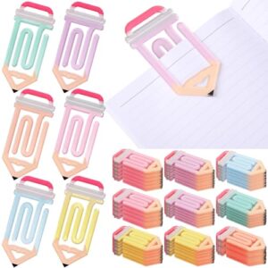 AmazingSpark 24 Pcs Back to School Teacher Gifts Jumbo Acrylic Paper Clips Sunday Appreciation Day Operation Paperclip Bookmark Book Lovers Office Classroom Supplies (Pastel Pencil Style 2)
