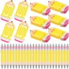 AmazingSpark 24 Sets Back to School Teacher Appreciation Gifts Bulk, Jumbo Acrylic Paper Clips&Ballpoint Pens, Cute Paperclip Bookmarks for First Day of School, Office Stationery Supplies (Pencil-b)