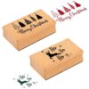 AmazingSpark 2 Pcs Christmas Wooden Stamps Merry Christmas Ho Ho Rubber Stamp for Xmas Holiday Crafting DIY Scrap Booking Card Making Hand Book
