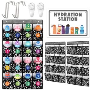 AmazingSpark 2 Pcs Water Bottle Organizer Composition Notebook Themed for Classroom 32 Holders over The Door Storage Rack for Cup and Various Sizes with Hydration Station Sign Sticker