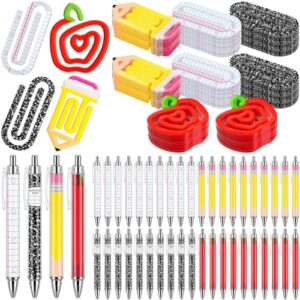 AmazingSpark 36 Sets Back to School Teacher Appreciation Gifts Bulk, Jumbo Acrylic Paper Clips&Ballpoint Pens, Cute Paperclip Bookmarks for First Day of School, Office Stationery Supplies (Mixed)