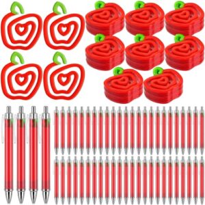 AmazingSpark 36 Sets Back to School Teacher Appreciation Gifts Bulk, Jumbo Acrylic Paper Clips&Ballpoint Pens, Cute Paperclip Bookmarks for First Day of School, Office Stationery Supplies (Apple)