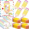 AmazingSpark 48 Set Back to School Teacher Gifts Jumbo Acrylic Paper Clips with Cards Sunday Appreciation Day Operation Paperclip Bookmark Classroom Supplies (Pencil Style 2,Back School)