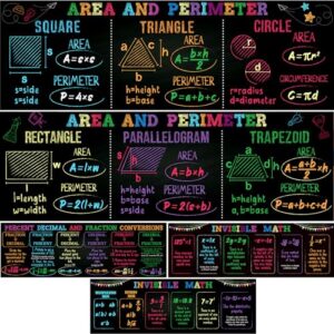 AmazingSpark 5 Pcs Math Posters for Middle School 13 x 40in Classroom Bulletin Board Decor Fractions Mathematics Classroom Banner Decorations for Teachers Manipulatives(Bright Color Scheme)