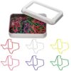 AmazingSpark 60 Pack Texas State Shaped Paper Clips – Silver Metal Bookmarks, Fun Souvenir & Office Desk Organizer for Students & Teachers(Colored)