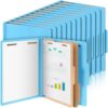 AmazingSpark 60 Pcs Classification Folders Letter Size Bulk, 2 Divider Pressboard File Folder with Expansion 2 Prongs Fastener Heavy Duty Office File Organizer for School Project Document(Light Blue)
