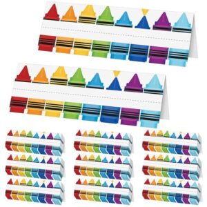 AmazingSpark 60 Pcs Tented Nameplates for Desk, Crayon