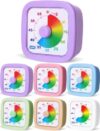 AmazingSpark 6 Pack Visual Timer 60 Minute Countdown Timer Gradient Colored Countdown Clock for Homeschool Supplies Study Tool, Classroom Home Office Time Management Tool (Multicolor)