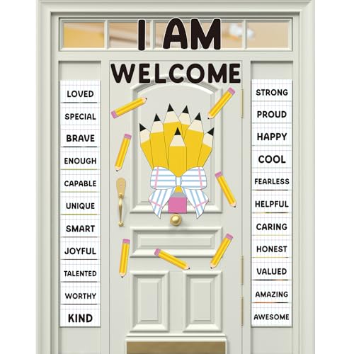 AmazingSpark Pencil Classroom Door Decor Back to School Cutouts Bulletin Board Decorations Sets Welcome Sign Door Decor for First Day of Kindergarten Preschool Classroom Decorations