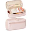 Amazon Basics Large Capacity Pencil Case with Durable Zipper, Multi-Compartment Pouch for School Supplies, Storage Space, Easy to Carry, Rose Mild