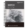 Amazon Basics Sketch Pad for Artists, Drawing Paper, Spiral Bound, Acid Free, 67 lb. / 100 gsm, 100 Sheets, 5.5"x8.5", White