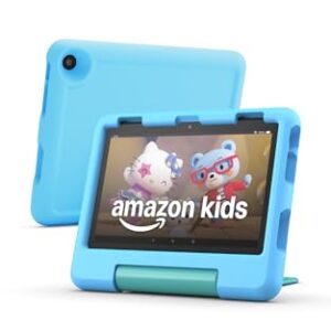 Amazon Fire HD 8 Kids tablet, ages 3-7 | 4GB memory, includes ad-free and exclusive content, parental controls and 13-hr battery, 64GB, Blue, (2024 release)