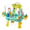 Ameble Play Sink for Toddlers 1-3 Play Sink with Running Water – Electric Recirculating Toy with Volcano Spray Fishing & Slide Activities (Blue)