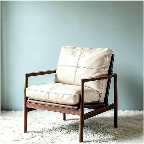 American Arm Chair Leather Light Luxury Cigar Chairs Retro PU Wingback Chairs Wood Accent Chairs Ergonomic Solid Beanbag Sofachairs for Homes Clubs Whisky Bars Cafes Tea Reading Areas