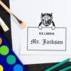 American Bulldog Peeking Ex Libris Book Stamp, Duo Hand Mount