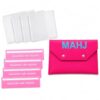 American Mahjong 9-Piece Card Holder: 4 Sleeves, 4 Line Finders, Pink Pouch