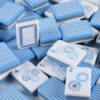 American Mahjong Set, Pastel Blue White Acrylic Tiles with Floral Artwork