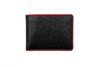 AMERICAN PERSONALIZED Genuine Leather Bifold Wallet for Men, Black Leather Wallet with Red Trim, 9 Card Slots, ID Window, Cash Compartments, Gift for Him