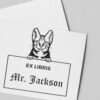 American Shorthair Cat Peeking Ex Libris Book Stamp, Duo Hand Mount