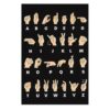American Sign Language ASL Alphabet Hand Chart Black Canvas Wall Art Poster