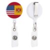 American Spain Flag Sturdy Badge Reel, ID Badge Holder Clip