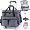 AMOIGEE Rolling Teacher Bag with Wheels, File Organizer, Laptop Compartment